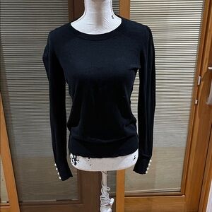 LOFT black sweater with pearl buttons - size XS